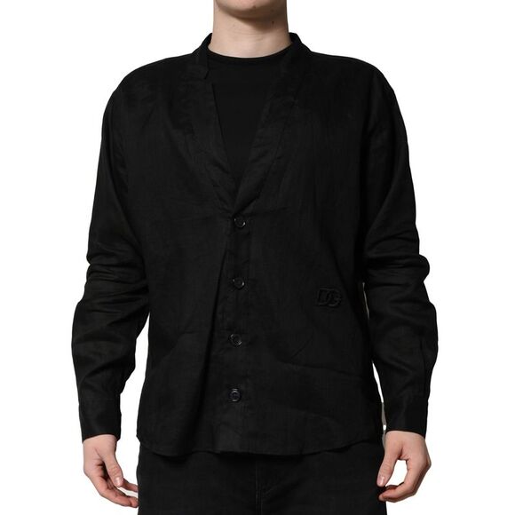 Dolce & Gabbana Black Linen Long Sleeves Men Casual Men's Shirt